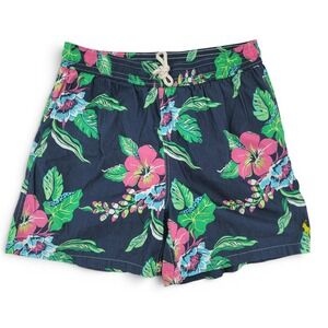 Polo Ralph Lauren Mens XL Swim Trunks Floral Tropical Blue Lined Beach Shorts